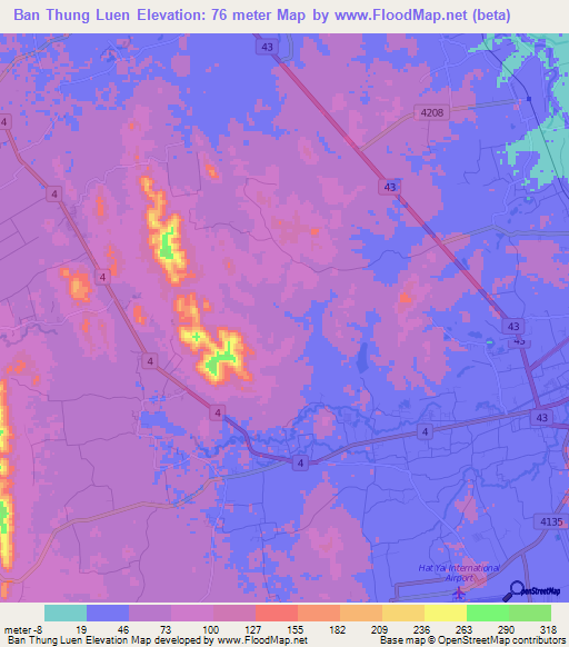 Ban Thung Luen,Thailand Elevation Map