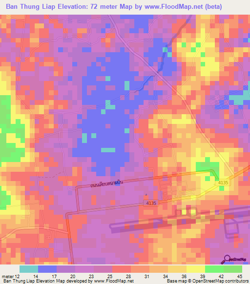 Ban Thung Liap,Thailand Elevation Map