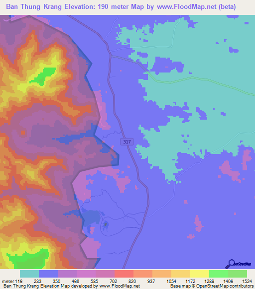 Ban Thung Krang,Thailand Elevation Map