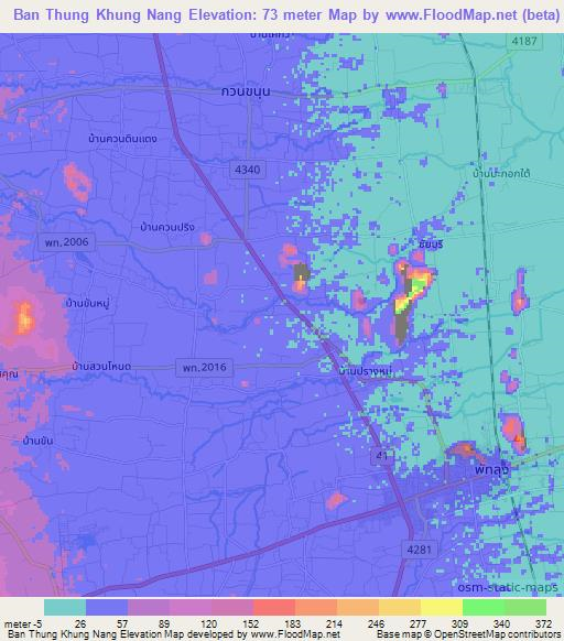 Ban Thung Khung Nang,Thailand Elevation Map