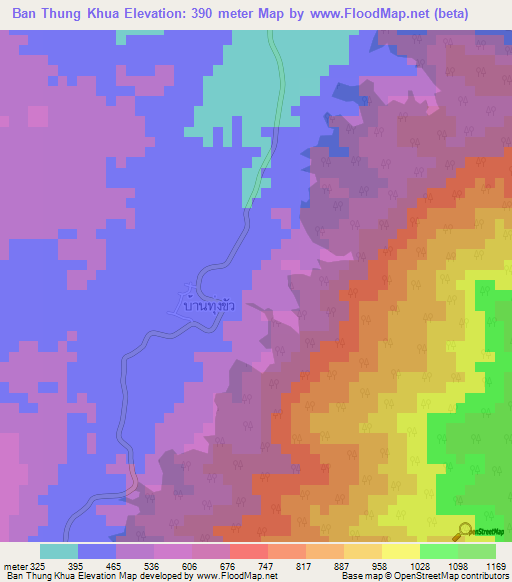 Ban Thung Khua,Thailand Elevation Map