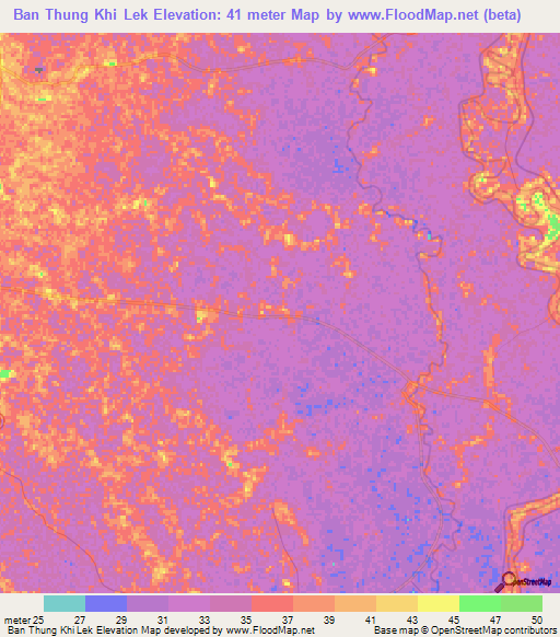 Ban Thung Khi Lek,Thailand Elevation Map