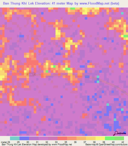 Ban Thung Khi Lek,Thailand Elevation Map