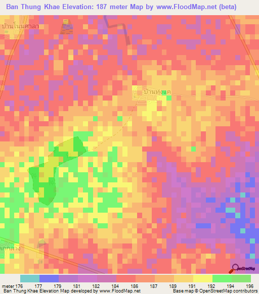 Ban Thung Khae,Thailand Elevation Map