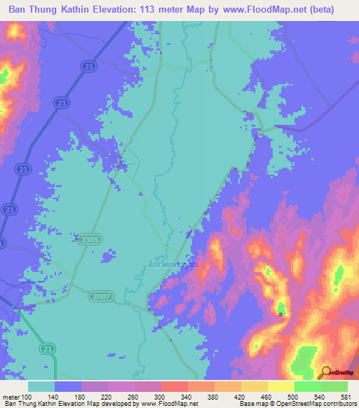 Ban Thung Kathin,Thailand Elevation Map