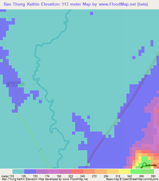 Ban Thung Kathin,Thailand Elevation Map