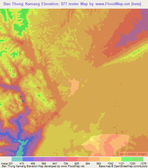 Ban Thung Kamang,Thailand Elevation Map