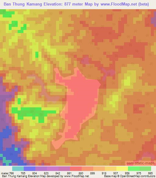 Ban Thung Kamang,Thailand Elevation Map