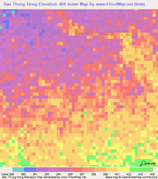 Ban Thung Hong,Thailand Elevation Map