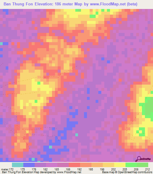 Ban Thung Fon,Thailand Elevation Map