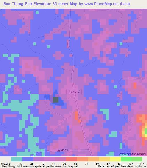 Ban Thung Phit,Thailand Elevation Map