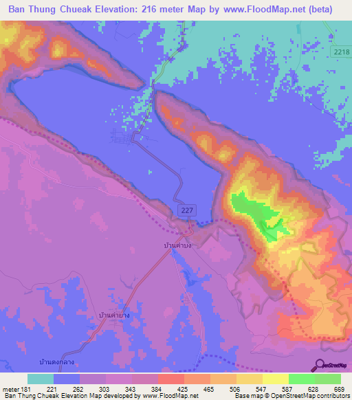 Ban Thung Chueak,Thailand Elevation Map