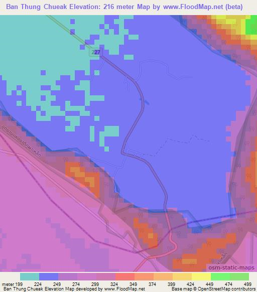 Ban Thung Chueak,Thailand Elevation Map