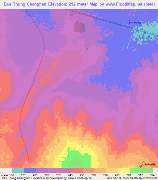 Ban Thung Changhan,Thailand Elevation Map