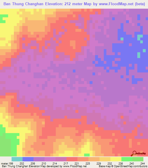Ban Thung Changhan,Thailand Elevation Map
