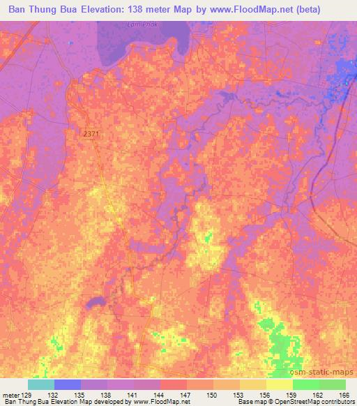 Ban Thung Bua,Thailand Elevation Map