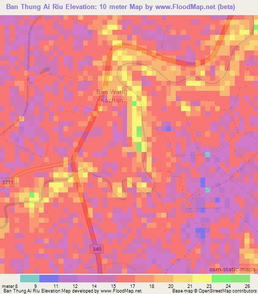 Ban Thung Ai Riu,Thailand Elevation Map
