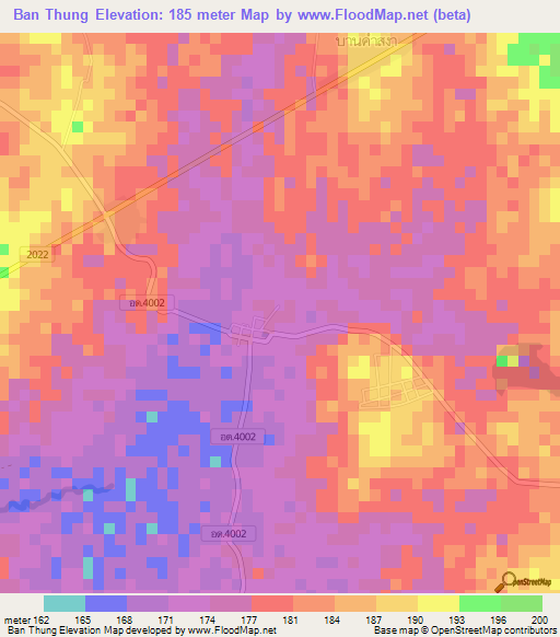 Ban Thung,Thailand Elevation Map
