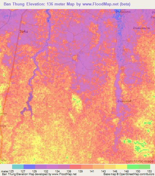 Ban Thung,Thailand Elevation Map