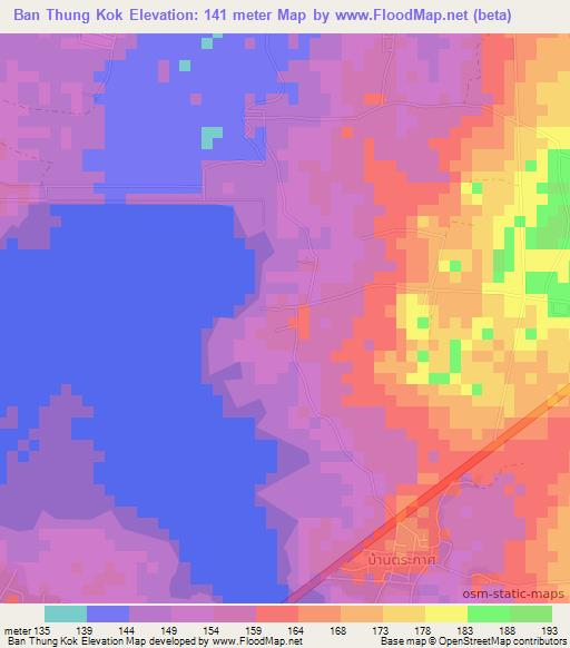 Ban Thung Kok,Thailand Elevation Map