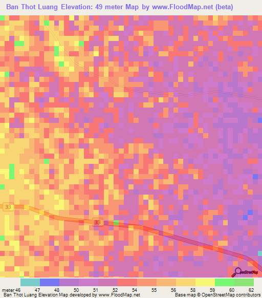 Ban Thot Luang,Thailand Elevation Map