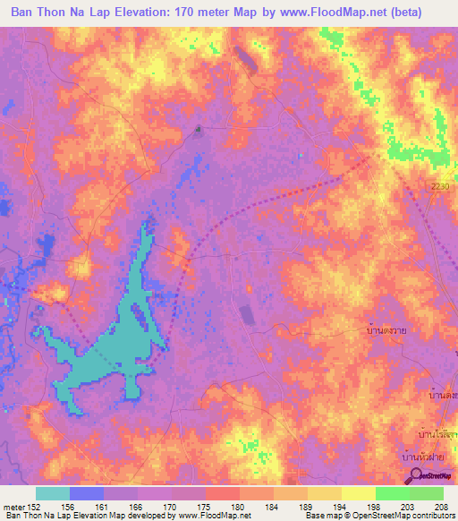 Ban Thon Na Lap,Thailand Elevation Map