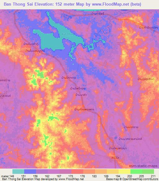 Ban Thong Sai,Thailand Elevation Map