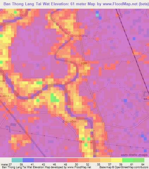 Ban Thong Lang Tai Wat,Thailand Elevation Map