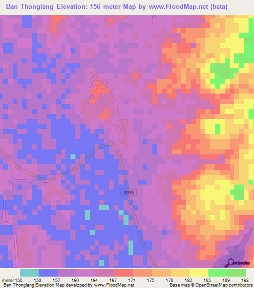 Ban Thonglang,Thailand Elevation Map