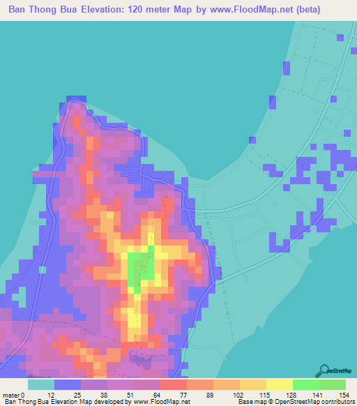 Ban Thong Bua,Thailand Elevation Map