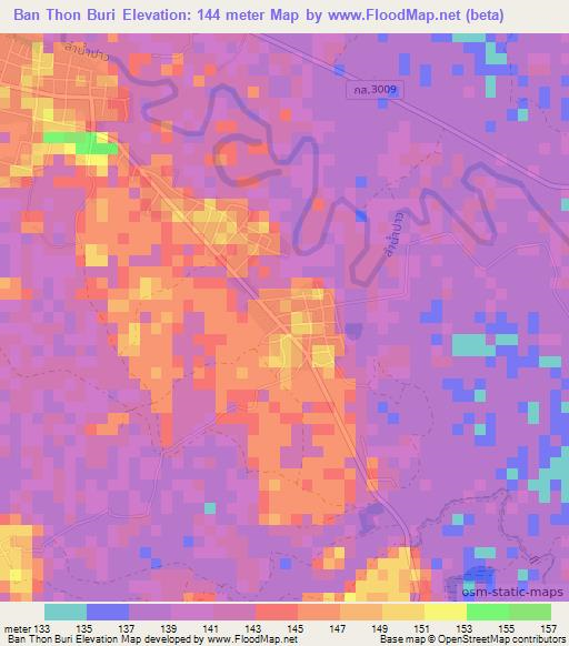 Ban Thon Buri,Thailand Elevation Map