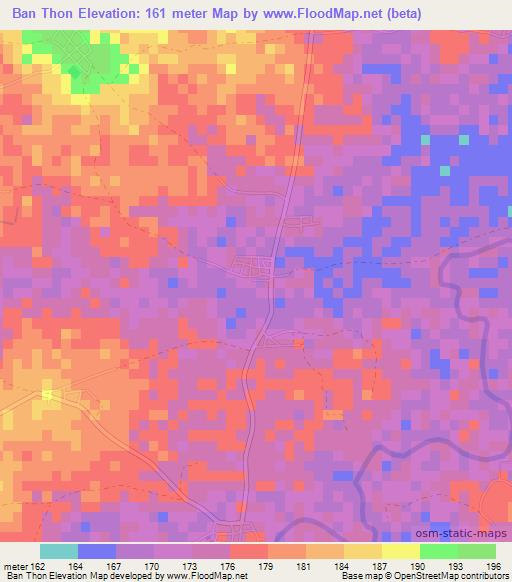 Ban Thon,Thailand Elevation Map