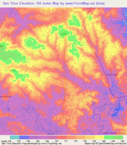 Ban Thon,Thailand Elevation Map