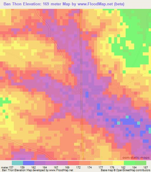 Ban Thon,Thailand Elevation Map