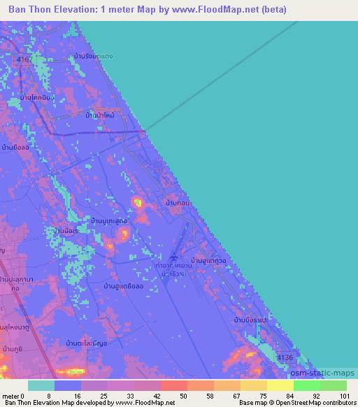 Ban Thon,Thailand Elevation Map