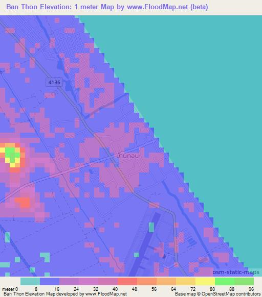 Ban Thon,Thailand Elevation Map