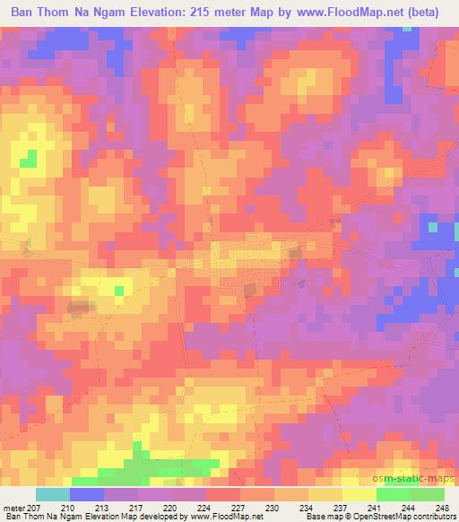 Ban Thom Na Ngam,Thailand Elevation Map