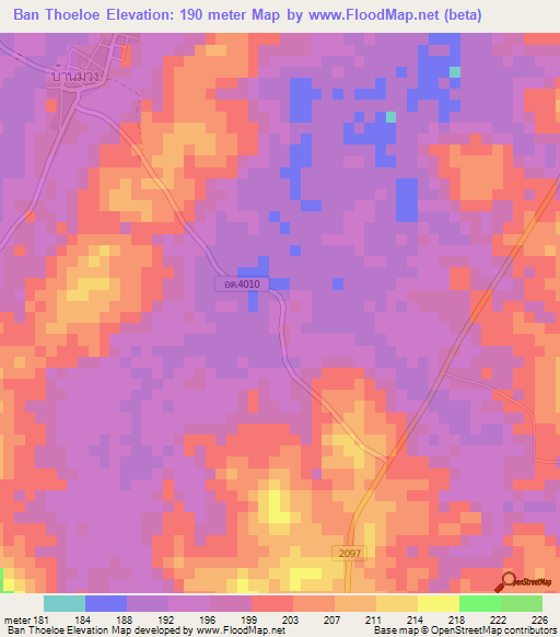Ban Thoeloe,Thailand Elevation Map