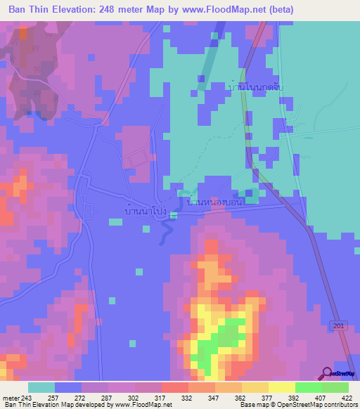 Ban Thin,Thailand Elevation Map