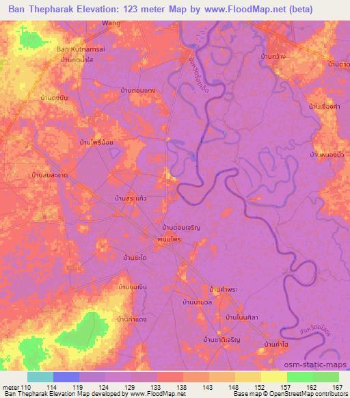 Ban Thepharak,Thailand Elevation Map