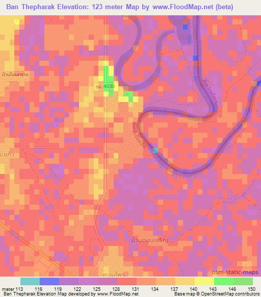 Ban Thepharak,Thailand Elevation Map