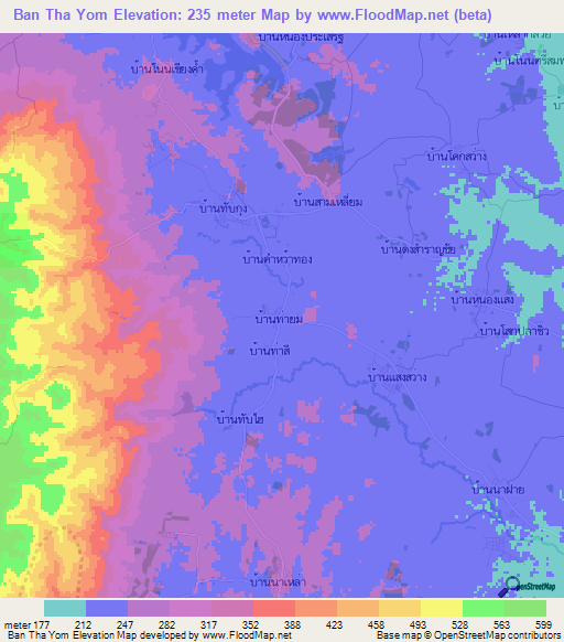 Ban Tha Yom,Thailand Elevation Map
