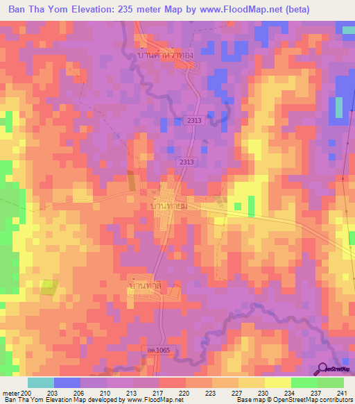 Ban Tha Yom,Thailand Elevation Map