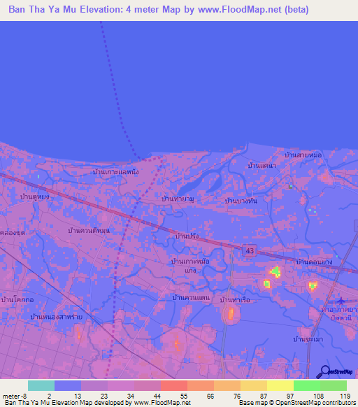 Ban Tha Ya Mu,Thailand Elevation Map