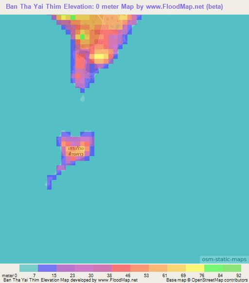 Ban Tha Yai Thim,Thailand Elevation Map