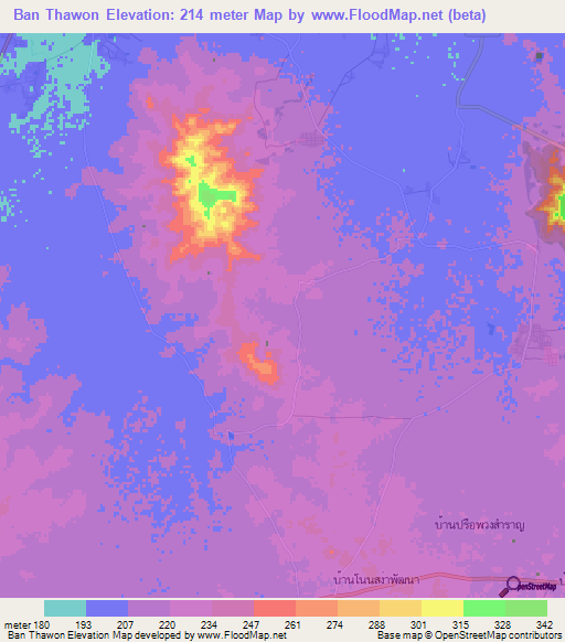 Ban Thawon,Thailand Elevation Map