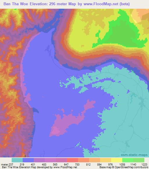 Ban Tha Woe,Thailand Elevation Map
