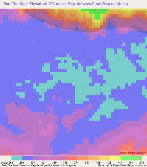 Ban Tha Woe,Thailand Elevation Map