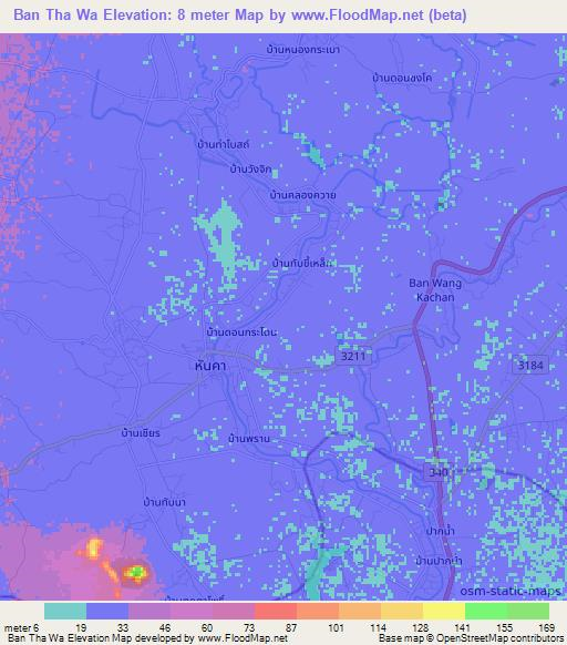 Ban Tha Wa,Thailand Elevation Map