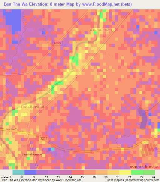 Ban Tha Wa,Thailand Elevation Map